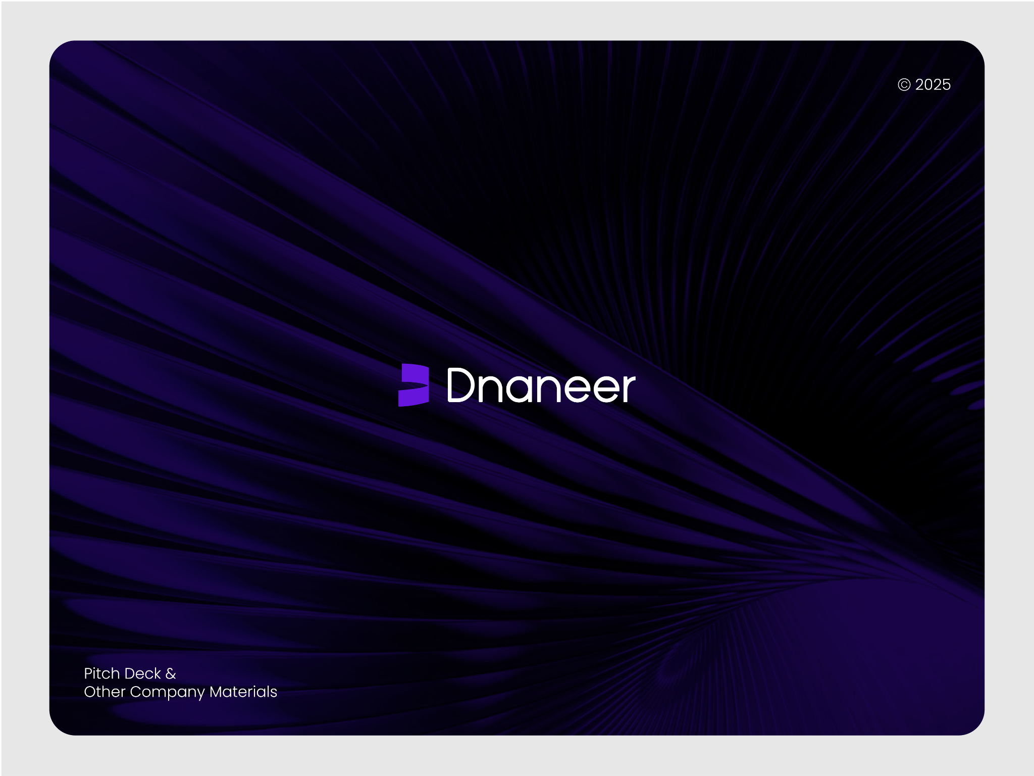 Dnaneer pitch deck and company materials cover