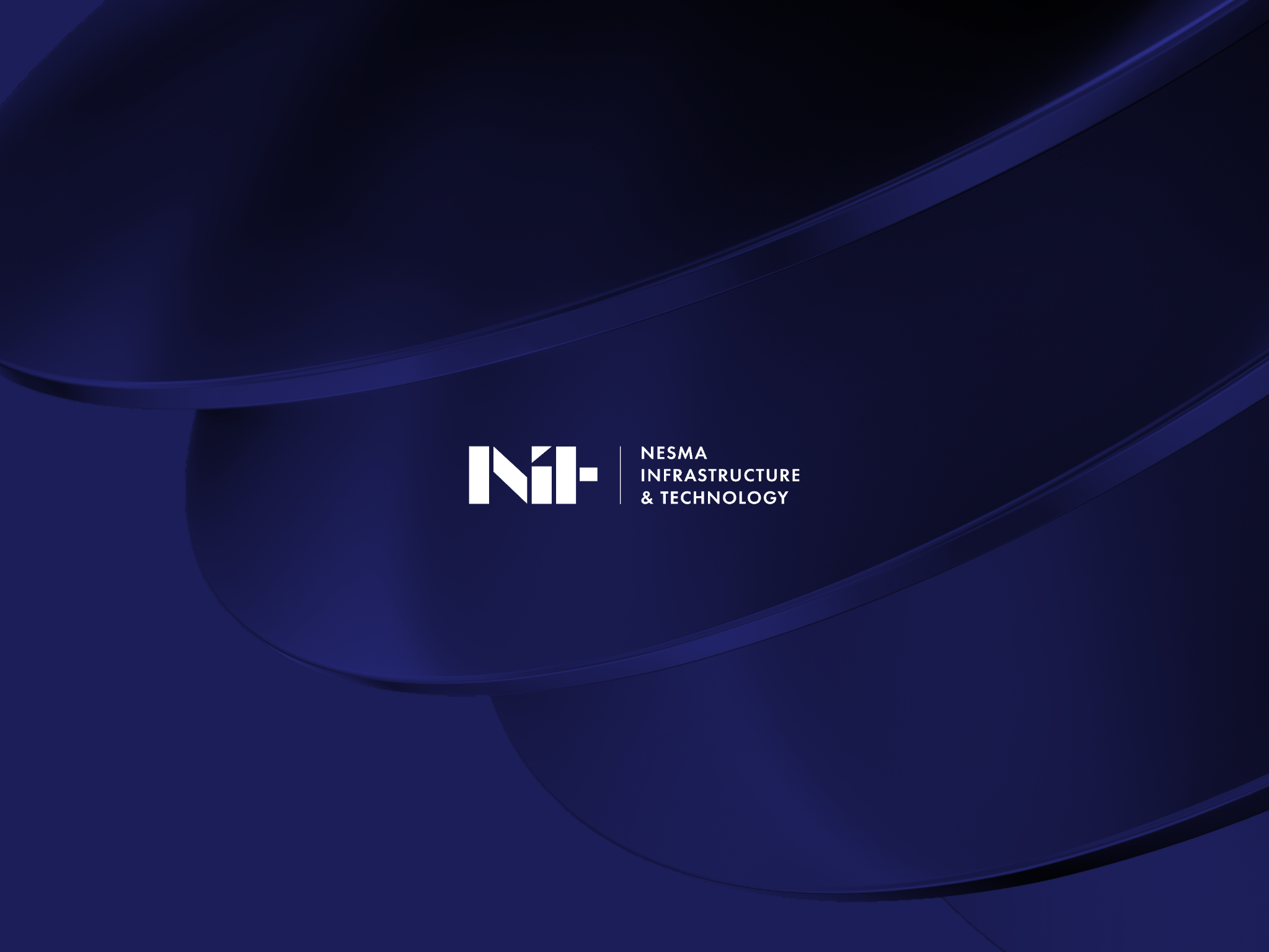 Nesma Infrastructure and Technology identity on a sculptural blue background